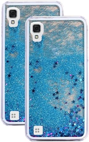 LG TRIBUTE HD LS676 / VOLT 3 / X STYLE Case - Transparent Floating Liquid Glitter HARD TPU Waterfall Cover (BLUE)