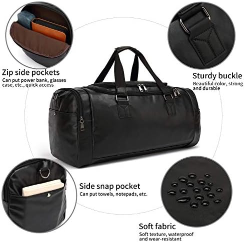 Travel Duffel Bag Leather with Shoe Compartment for Overnight Business Carry on Bag 4 Travel Duffel Bag Leather with Shoe Compartment for Overnight Business Carry on Bag