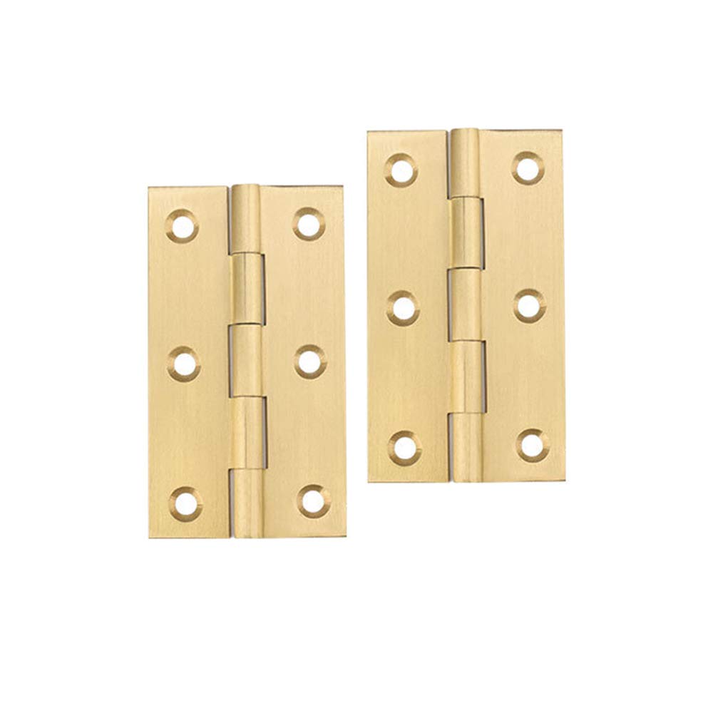 YOFASEN Copper Small Hinges - Brass Folding Butt Hinges for Furniture Cabinet, Gold, 3.5 Inch(89x50x2.1mm) - 2pcs