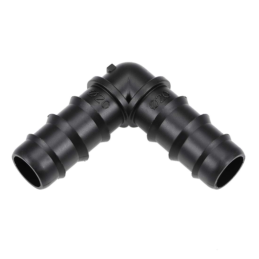 sourcing map Barb Drip Pipe Connector 20PE Hose Fitting 90 Degree Angle for Garden Agricultural Irrigation System, Plastic 10pcs