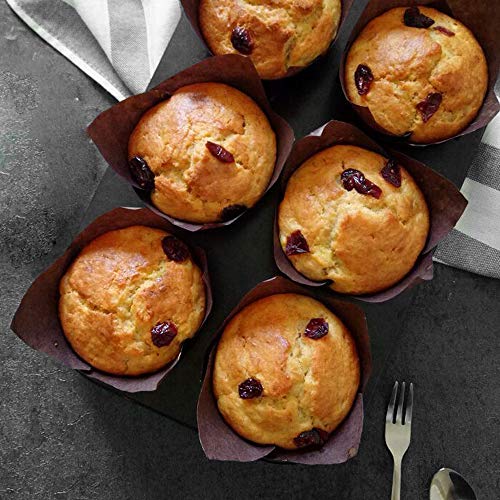Tulip Baking Cups 150-Pack Natural Cupcake Muffin Paper Liners Grease-Proof Wrappers for Wedding, Birthday Party, 1.96 x 3.14 Inch, Brown Color