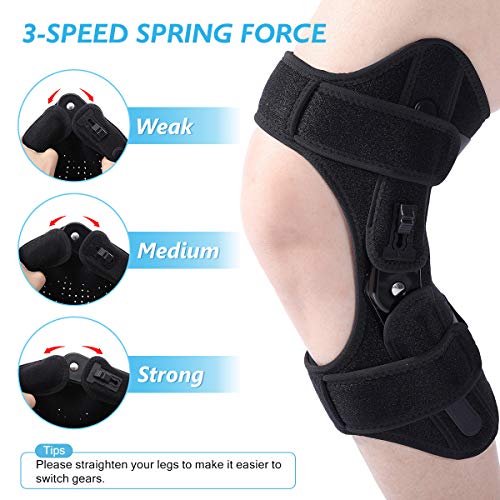 Slimerence New Knee Protection Booster 3-Speed Powerful Spring Force Adjustment Power Lift Joint Support Non-Slip for Sports Climbing Reduces Soreness Old Cold Leg Unisex 1 Pair Black L - Thumbnail 3