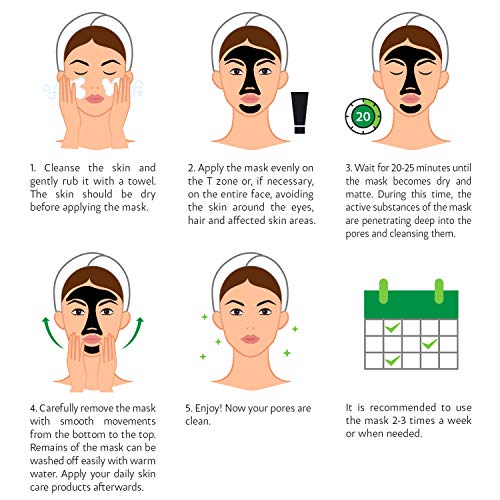 Black Charcoal Mask - Face Peel Off Mask with Organic Bamboo and Vitamin C - Deep Cleansing Pore Blackhead Removal and Purifying Black Mask for Men and Women