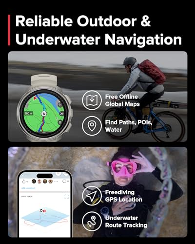 SUUNTO Ocean Dive Computer, GPS Multisport Watch for Training, Underwater Route Tracking & Wireless Tank Pressure Monitor, AMOLED Touchscreen, Dualband GNSS, Offline Map, 26D Battery Life, Sand