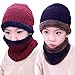 JOYEBUY 2 PCS Kids Boys Girls Hat and Scarf Set Warm Snow Knit Beanie Slouchy Skull Cap and Circle Scarf (Black)