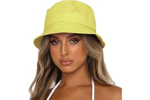 Sydbecs Bucket Hat for Women Men, Reversible Cotton Summer Sun Beach Cap Solid Color Style