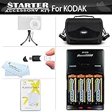 Advanced Accessory Kit For Kodak EasyShare Z981 14MP Digital Camera Includes + 4 AA High Capacity Rechargeable NIMH Batteries And Rapid Charger + Case + LCD Screen Protectors + More