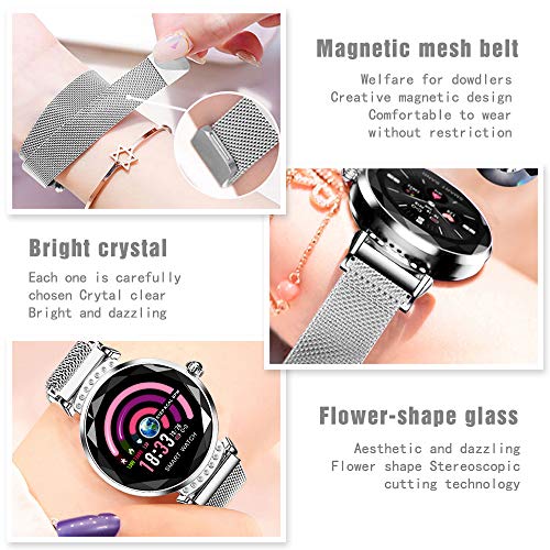 TOP-MAX Fitness Tracker for Women Lover Gift w/Blood Pressure/HR/Sleep Monitor, Activity Trackers Bracelet Waterproof Smartwatches Pedometer w/Step Calorie Counter Counter,Reminder for Android iPhone