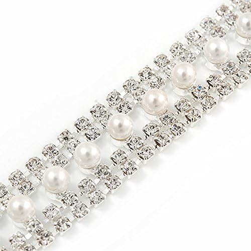 Avalaya Bridal/Wedding/Prom/Party Austrian Crystal, White Glass Pearl Bracelet In Rhodium Plating - 18cm L/ 5cm Ext - Image 5