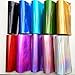 ZAIONE Smooth Holographic Mirrored Plain Faux Leather Sheets 10pcs/Set 8” x 12” (20cm x 30cm) Laser Metallic PU Synthetic Leather Fabric for Bow Earrings Making Material DIY Craft (10 Colors)
