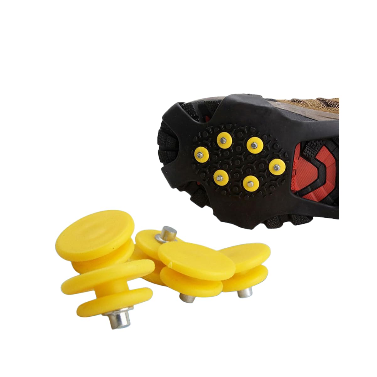 ZDYS 100pcs Non-slip Studs Crampons,Ice Cleats Teeth Nail for Ice Snow Climbing Crampons Spike Winter Outdoor Anti-Slip Shoe Grippers Cleats Spikes Glace Replacement Spare Crampon Studs