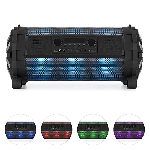 Altavoz portátil 2.1 con Bluetooth USB SD FM (120W potencia max, mando distancia, batería, iluminación...