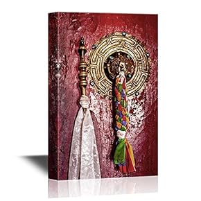 Doors Canvas Wall Art - Door Handle of Gate Door of Gompa - Gallery Wrap Modern Home Art | Ready to Hang - 12x18 inches