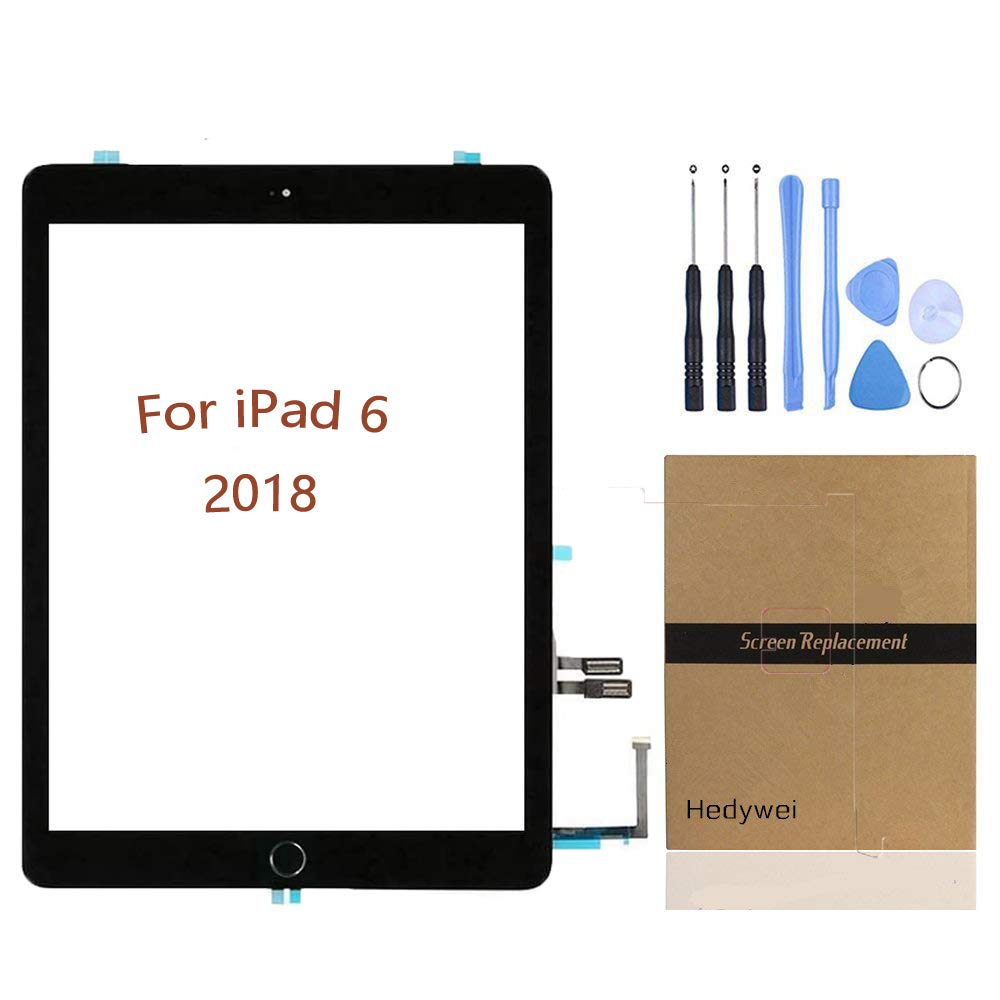 Hedywei Replacement Touch Screen for iPad 6 Gen A1893 A1954 (2018 9.7 inch) Touch Screen Digitizer with Tool Kit