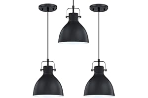 Dolaimi House 1 Light 3 Pack Industrial Farmhouse Indoor Mini Hanging Pendant Ceiling Light fixtures with Painting Black Finish for Bar Dining Room Corridor Living Room Kitchen Island