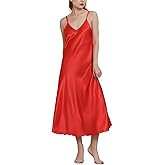 Amlztr Womens Satin Nightgown Long Slip Sleep Dress Silk V Neck Nightgowns