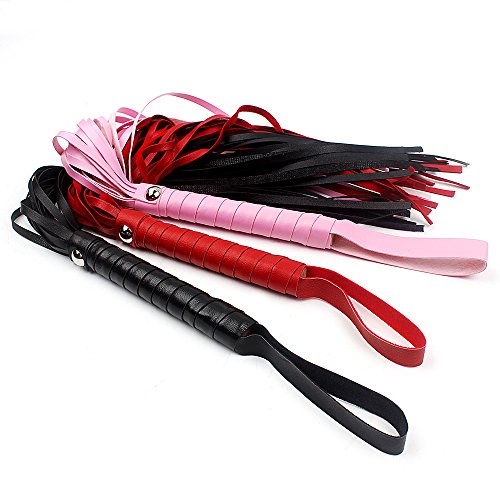 HOT! Roleplay Adult Games SM Spanking Paddle Sex Toys For Couples Flirt Flogger Sex Whip Bondage PU Leather Fetish Sexy Knout (52.5cm length, Black)