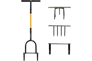 LARNORJE 3 in 1 Lawn Aerator – 37 Inches Manual Plug Coring Aerator for Compacted Soils, Spike Aeration with 4.7 Inches Iron Tines for Small Yards, Twist Tiller Claw Cultivator for Flower Box and Raised Bed.