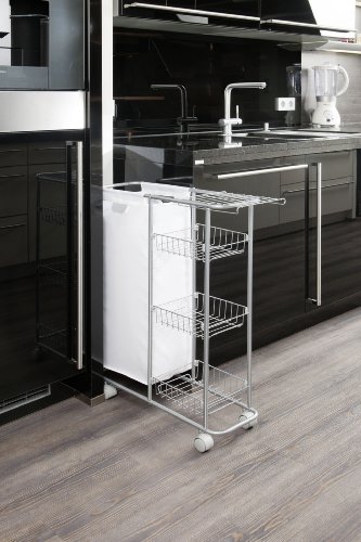 WENKO-12100100-Sammelwagen-Slim-3-Etagen-abnehmbarer-Sack-Fassungsvermgen-28-L-pulverbeschichtetes-Metall-20-x-58-x-80-cm-Grau