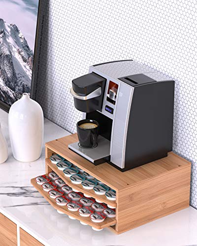 Well Weng 70 Capacity 2 Tier Bamboo Coffee Pod Holder Storage