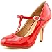 Brinley Co. Womens Sueded T-Strap Round Toe Pumps