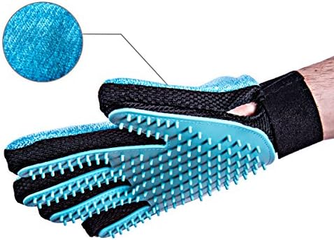 2 in 1 Pet Grooming Glove for Dogs Cats, Hair Comb, Grooming Tool, Deshedding Brush for Short Long Hair, Bathing Glove for Massage + Furniture Fur Remover Mitt with Cleaning Brush