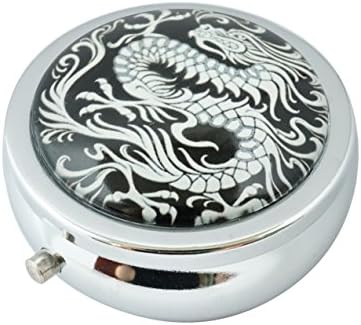 Halulu Dragon Custom Fashion Round Glass Pill Case 2.1 Inch Tablet Holder Storage Bag Wallet