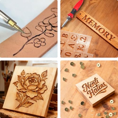 Afantti Wood Pyrography Kit, Pyrography Pen Leather Burning Tool | 26 Letters | Adjustable Temperature | for Engraving