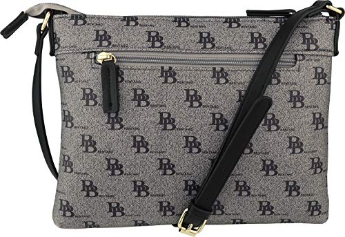 B BRENTANO Vegan Multi-Zipper Crossbody Handbag Purse with Tassel Accents (BB Black)