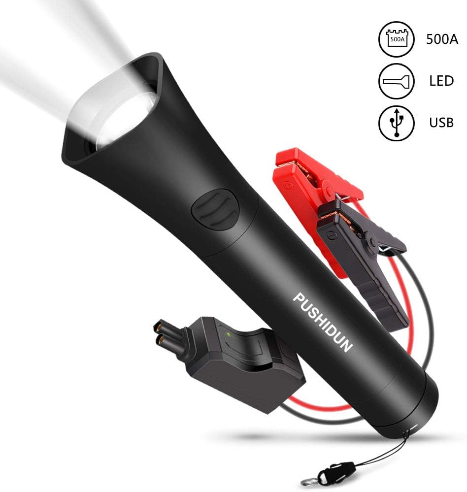 Portable Car Jump Starter with Torch Strong Flashlight (Up to 4.0L Gas or 2.0L Diesel Engines) Auto Battery Booster Power Pack Emergency Escape Hammer,IP65 Waterproof 5-in-1 Jump Start