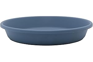 The HC Companies Flower Pot Saucers - Plastic Plant Saucer for Outdoors & Indoors - Traditional Design Plant Pot Trays for Water Drainage - Durable & Stylish Round Plant Tray (12-inch Slate Blue)
