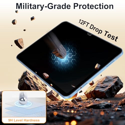XunyLyee 360° 4-Way Privacy Screen for iPad A16 11th/10th Gen Anti-Spy Film | (11/10.9 inch 2025/2022), privacy tempered glass screen protector, 4-way anti-spy screen protector