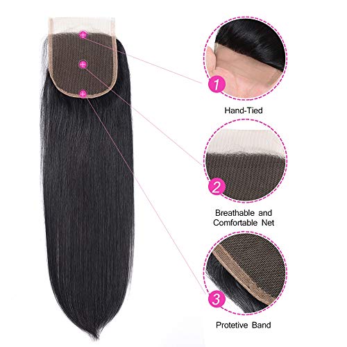9A-Brazilian-Straight-Lace-Closure-4X4-Middle-PartFree-Part-Lace-Closure-Virgin-Human-Hair-Natural-Black18-Inch