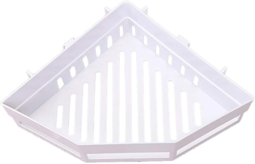 Shower Corner Shelves No Drill Wall Mounted Adhesive Corner Shower Shelf Traceless Plastic Multifunctional Storage Rack for Bathroom & Kitchen (white)