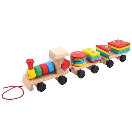 Wooden Stacking Train Truck Blocks Baby Kids Early Developmental Toys Assemble Toddler Learning Educational Toy