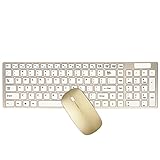 Keyboard & Mouse Combo, URCO Low-noise Aesthetically Pleasing Portable 2.4GHz Wireless Keyboard and Mouse Set for Gaming and Working (Luxurious Gold)