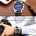 HOWK Men's Chronograph Watches Date Analog and Blue Luminous Dial Black Leather Strap