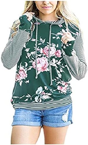 Jetewish Women's Floral Print Hoodie Sweater Pullover Loose Long Sleeve T-Shirt Top