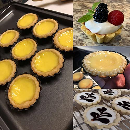 Egg Tart Molds 6Pcs Tart Pan 2.6inch, Mini Carbon Steel Non Stick Tart Pans, Tart Molds For Baking (2.6inch)