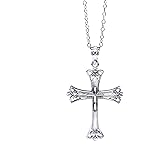 Charm America - Silver Cross Pendant Necklace- 925 Sterling Silver- Silver Adjustable Necklace 16"-18"