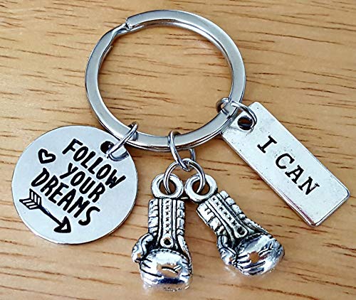 Boxing Keychain, Boxing Gloves Keychain, Sports Keychain, Following Your Dreams Keychain, I Can Keychain, Fitness Keychain, Boxing Key Ring, Boxing Gloves Key Ring