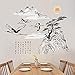 LiveGallery Removable Chinese Ink Landscape Painting Black Tree Flying Crane Sun Lettering Wall Decal Decor DIY home art Decor Stickers Offices Wall Decorations Stickers Nursery Gilrs Room Decal