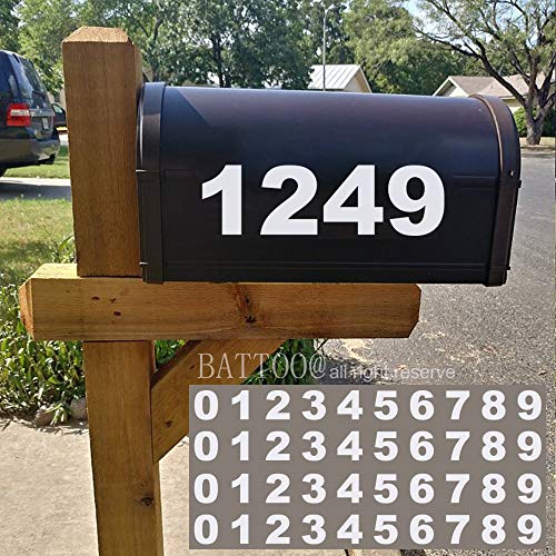 Mailbox Numbers Sticker Decal Die Cut Bold Gothic Style Vinyl Number 3" Self Adhesive 4 Sets White for Mailbox, Signs, Window, Door, Cars, Trucks, Home, Business, Address Number, Indoor or Outdoor - Thumbnail 2