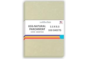 THUNDERBOLT PAPER 100 Natural Parchment 65lb Cover Paper Sheets 5.5" X 8.5" (5.5X8.5 Inches) Half Letter | Statement Size - Printable Old Parchment Semblance