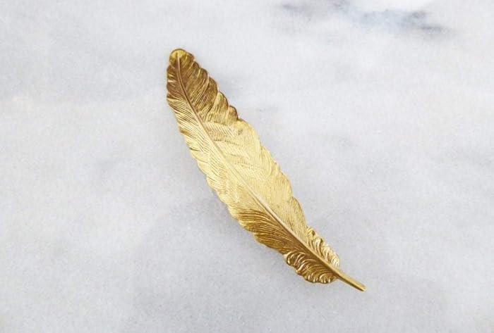 Amazoncom Gold Feather Barrette Bridal Hair Clip Bird Emma