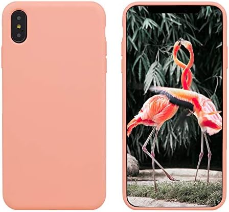 Gel Rubber iPhone Xs Max Case Edge Full-Protective iPhone Xs Max Case with Microfiber Cloth Lining Cushion Slim Silicone Case for iPhone Xs Max (Papaya)
