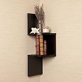 Danya B Laminated Corner Shelf in Black Finish