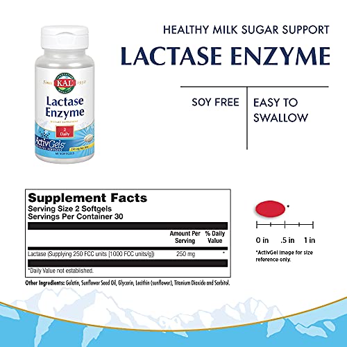 KAL Lactase Enzyme 250 mg Healthy Digestion Support for Lactose