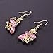 Yuhuan Women Alloy Crystal Necklace and Earring Set Wedding Jewelry Rhinestone Necklace (Pink)