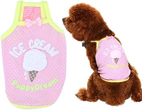 OFPUPPY Dog Shirt Pink - Ice Cream Cute Style - Tank Top Tee for Small Girl Puppy Cat and Pets